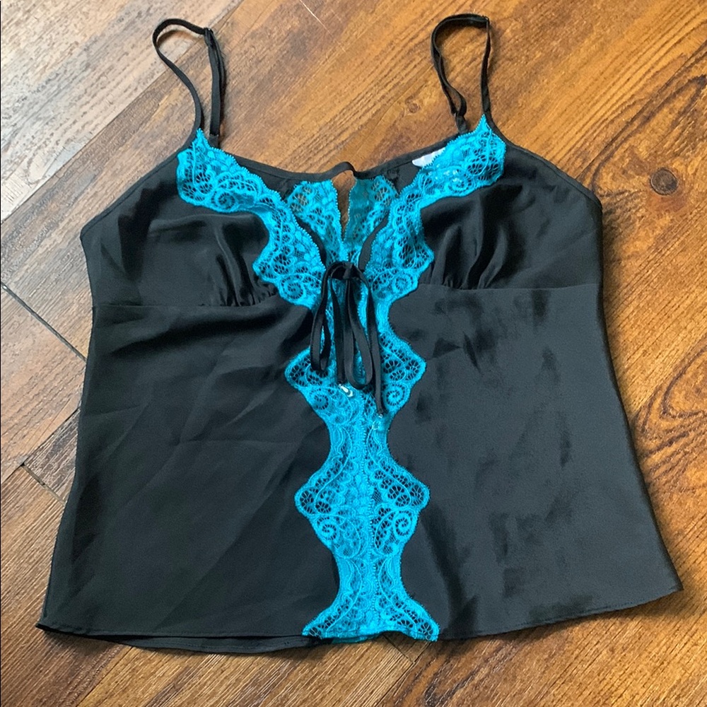 La Senza Black and Electric Blue Lace Trim Bustier Camisole